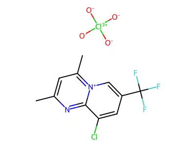 9-chloro-2,4-dimethyl-7-(trifluoromethyl)pyrido[1,2-a]pyrimidin-5-ium perchlorate structure