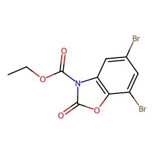 Ethyl 5,7-dibromo-2-oxo-1,3-benzoxazole-3-carboxylate structure