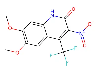 6,7-dimethoxy-3-nitro-4-(trifluoromethyl)quinolin-2(1H)-one structure