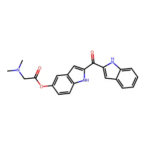 glycine, N,N-dimethyl-, 2-(1H-indol-2-ylcarbonyl)-1H-indol-5-yl ester structure