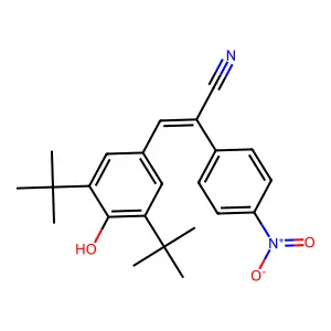 (E)-3-(3,5-ditert-butyl-4-hydroxyphenyl)-2-(4-nitrophenyl)prop-2-enenitrile structure