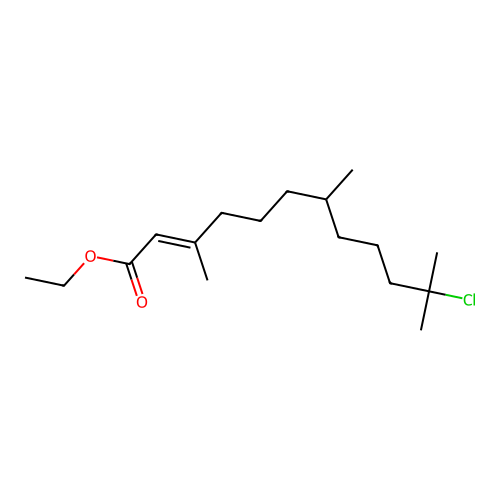 Ethyl 11-chloro-3,7,11-trimethyl-2-dodecenoate structure