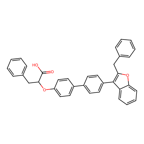 2-[4'-(2-Benzyl-benzofuran-3-yl)-biphenyl-4-yloxy]-3-phenyl-propionic acid structure