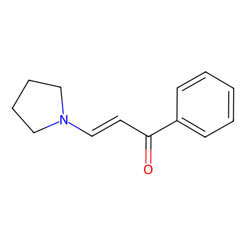 (E)-1-phenyl-3-pyrrolidin-1-ylprop-2-en-1-one structure