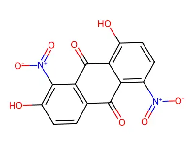 2,8-Dihydroxy-1,5-dinitroanthracene-9,10-dione structure