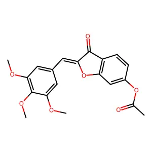(2Z)-3-oxo-2-(3,4,5-trimethoxybenzylidene)-2,3-dihydro-1-benzofuran-6-yl acetate structure