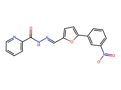 N-[(E)-[5-(3-nitrophenyl)furan-2-yl]methylideneamino]pyridine-2-carboxamide structure