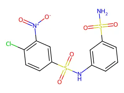 4-chloro-3-nitro-N-(3-sulfamoylphenyl)benzenesulfonamide structure