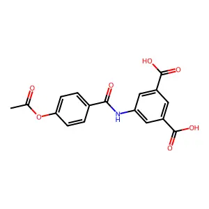 5-({[4-(Acetyloxy)phenyl]carbonyl}amino)benzene-1,3-dicarboxylic acid structure