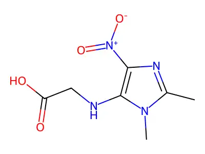 2-[(1,2-Dimethyl-4-nitroimidazol-5-yl)amino]acetic acid structure