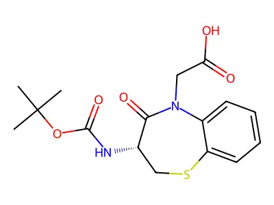 (R)-Boc-3-amino-5-carboxymethyl-2,3-dihydro-1,5-benzothiazepin-4(5H)-one structure