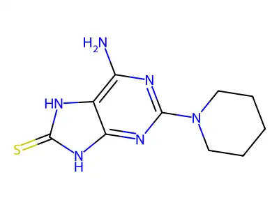 2-Piperidino-8-mercaptoadenine structure