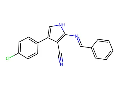 4-(4-chlorophenyl)-2-[(phenylmethylene)amino]-1H-pyrrole-3-carbonitrile structure