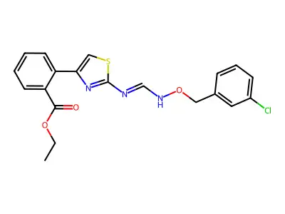 ethyl 2-{2-[({[(3-chlorobenzyl)oxy]imino}methyl)amino]-1,3-thiazol-4-yl}benzenecarboxylate structure