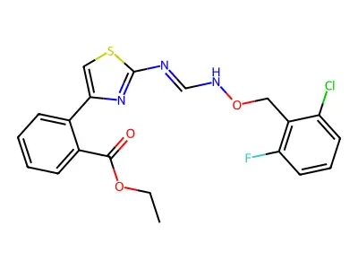 ethyl 2-{2-[({[(2-chloro-6-fluorobenzyl)oxy]imino}methyl)amino]-1,3-thiazol-4-yl}benzenecarboxylate structure