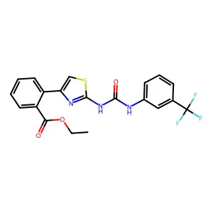 ethyl 2-[2-({[3-(trifluoromethyl)anilino]carbonyl}amino)-1,3-thiazol-4-yl]benzenecarboxylate structure