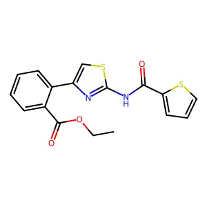 Ethyl 2-{2-[(2-thienylcarbonyl)amino]-1,3-thiazol-4-yl}benzenecarboxylate structure