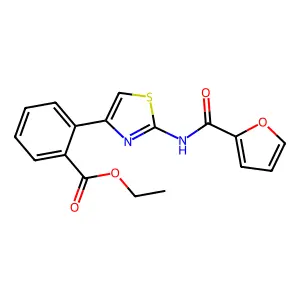 Ethyl 2-{2-[(2-furylcarbonyl)amino]-1,3-thiazol-4-yl}benzenecarboxylate structure