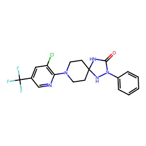8-[3-chloro-5-(trifluoromethyl)-2-pyridinyl]-2-phenyl-1,2,4,8-tetraazaspiro[4.5]decan-3-one structure