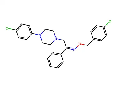 N-[(4-chlorophenyl)methoxy]-2-[4-(4-chlorophenyl)piperazin-1-yl]-1-phenylethanimine structure