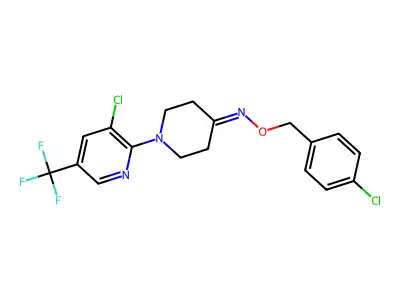 1-[3-chloro-5-(trifluoromethyl)-2-pyridinyl]tetrahydro-4(1H)-pyridinone O-(4-chlorobenzyl)oxime structure