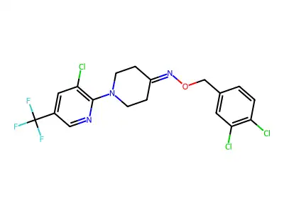 1-[3-chloro-5-(trifluoromethyl)pyridin-2-yl]-N-[(3,4-dichlorophenyl)methoxy]piperidin-4-imine structure