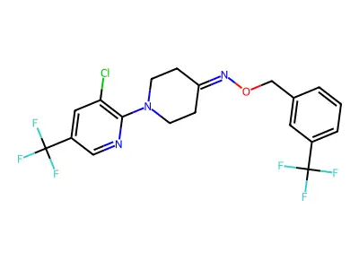 1-[3-chloro-5-(trifluoromethyl)-2-pyridinyl]tetrahydro-4(1H)-pyridinone O-[3-(trifluoromethyl)benzyl]oxime structure