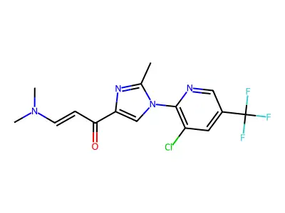 (2E)-1-{1-[3-chloro-5-(trifluoromethyl)pyridin-2-yl]-2-methyl-1H-imidazol-4-yl}-3-(dimethylamino)prop-2-en-1-one structure
