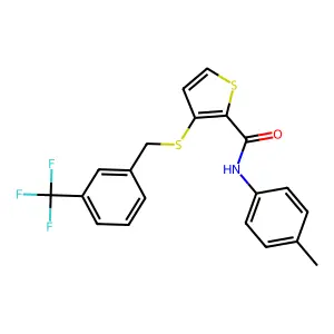 N-(4-Methylphenyl)-3-((3-(trifluoromethyl)benzyl)sulfanyl)-2-thiophenecarboxamide structure