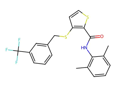 N-(2,6-Dimethylphenyl)-3-((3-(trifluoromethyl)benzyl)sulfanyl)-2-thiophenecarboxamide structure