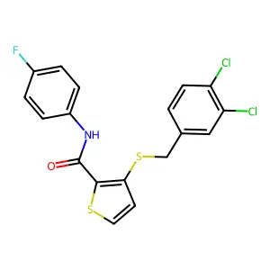 3-((3,4-Dichlorobenzyl)sulfanyl)-N-(4-fluorophenyl)-2-thiophenecarboxamide structure