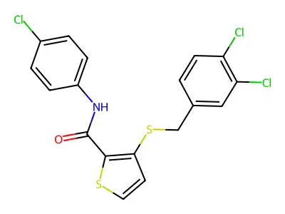 N-(4-Chlorophenyl)-3-((3,4-dichlorobenzyl)sulfanyl)-2-thiophenecarboxamide structure