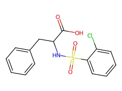 2-{[(2-Chlorophenyl)sulfonyl]amino}-3-phenylpropanoic acid structure
