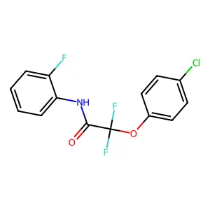 2-(4-chlorophenoxy)-2,2-difluoro-N-(2-fluorophenyl)acetamide structure
