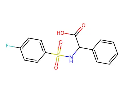 ((4-Fluorobenzene-1-sulfonyl)amino)(phenyl)acetic acid structure
