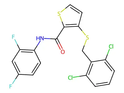 3-[(2,6-dichlorobenzyl)sulfanyl]-N-(2,4-difluorophenyl)-2-thiophenecarboxamide structure