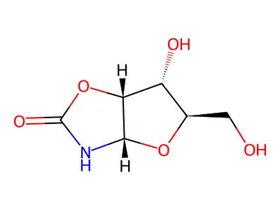 6-Hydroxy-5-(hydroxymethyl)tetrahydrofuro[2,3-d][1,3]oxazol-2(3H)-one structure