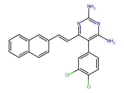 5-(3,4-Dichlorophenyl)-6-(2-naphthalen-2-ylethenyl)pyrimidine-2,4-diamine structure