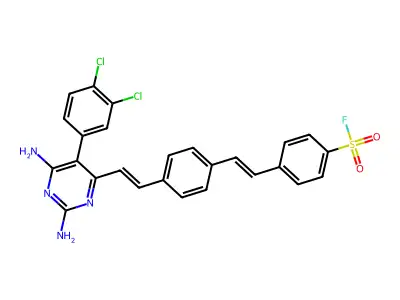 4-[(E)-2-[4-[(E)-2-[2,6-diamino-5-(3,4-dichlorophenyl)pyrimi structure