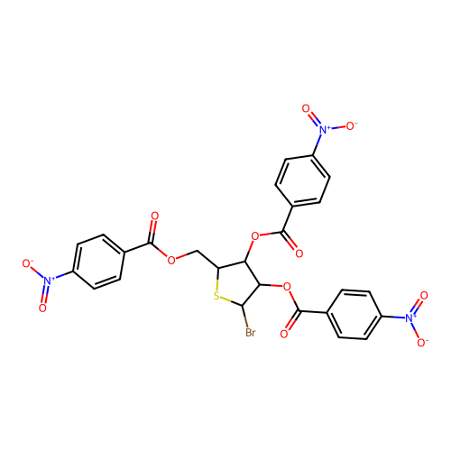 2,3,5-Tris-o-(4-nitrobenzoyl)-4-thiopentofuranosyl bromide structure
