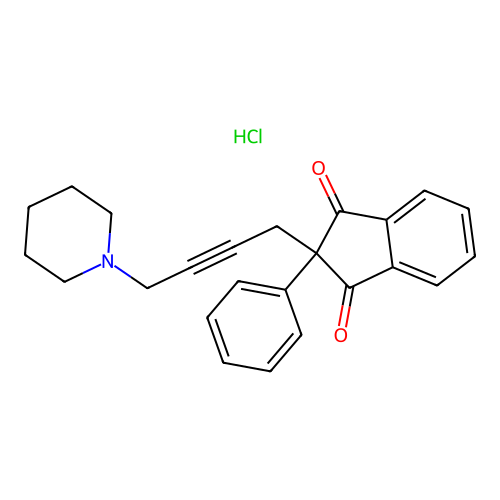 1,3-Indandione, 2-phenyl-2-(4-piperidino-2-butynyl)-, hydrochloride structure