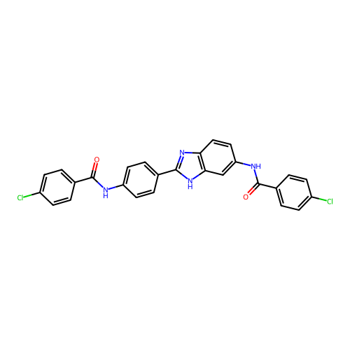 4-chloro-N-[4-[6-[(4-chlorobenzoyl)amino]-1H-benzimidazol-2-yl]phenyl]benzamide structure