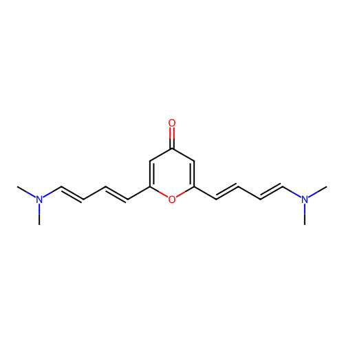 4H-Pyran-4-one, 2,6-bis(4-dimethylaminobuta-1,3-dienyl)- structure
