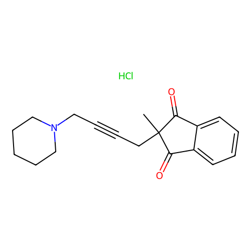 1,3-Indandione, 2-methyl-2-(4-piperidino-2-butynyl)-, hydrochloride structure
