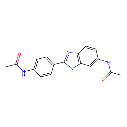 N-[4-(6-acetamido-1H-benzimidazol-2-yl)phenyl]acetamide structure
