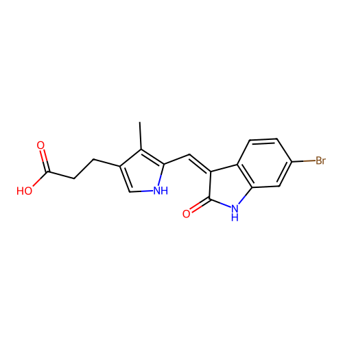 3-[5-[(Z)-(6-bromo-2-oxo-1H-indol-3-ylidene)methyl]-4-methyl-1H-pyrrol-3-yl]propanoic Acid structure