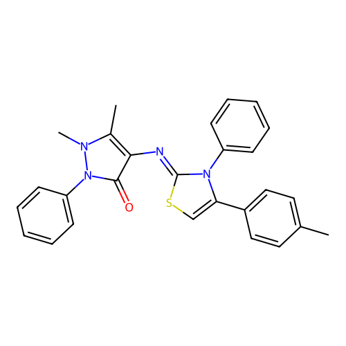 1,5-dimethyl-4-{[(2Z)-4-(4-methylphenyl)-3-phenyl-1,3-thiazol-2(3H)-ylidene]amino}-2-phenyl-1,2-dihydro-3H-pyrazol-3-one structure