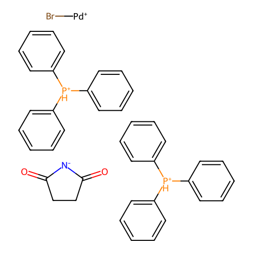 Bromobis(triphenylphosphine)(N-succinimide)palladium(II) structure