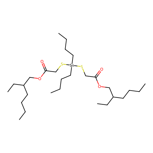 Dibutyltin bis(2-ethylhexyl thioglycolate) structure