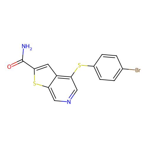 4-(4-Bromophenyl)sulfanylthieno[2,3-c]pyridine-2-carboxamide structure